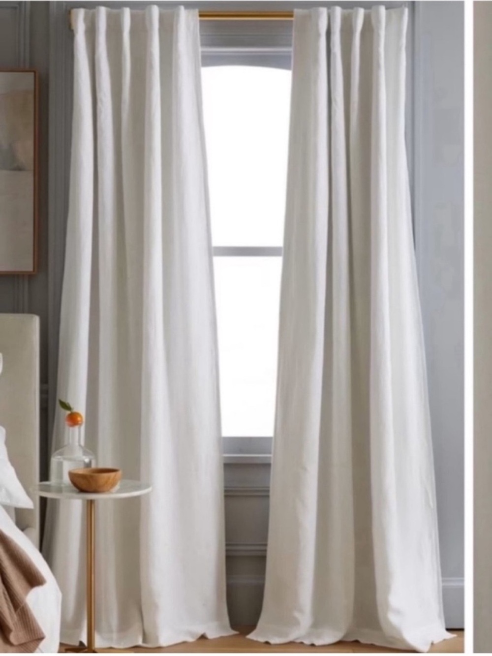 QUINCE Set Of 2 48x96 European Linen True Blackout Curtains Cream 8594